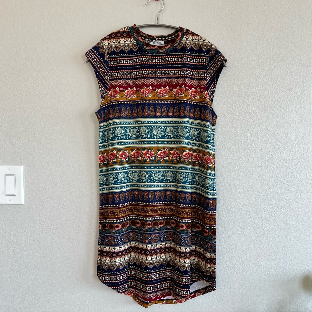 Free People Novella Royale Goldie Dress (Blue Moroccan Rose)